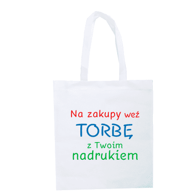 Biała torba eco na zakupy z nadrukiem